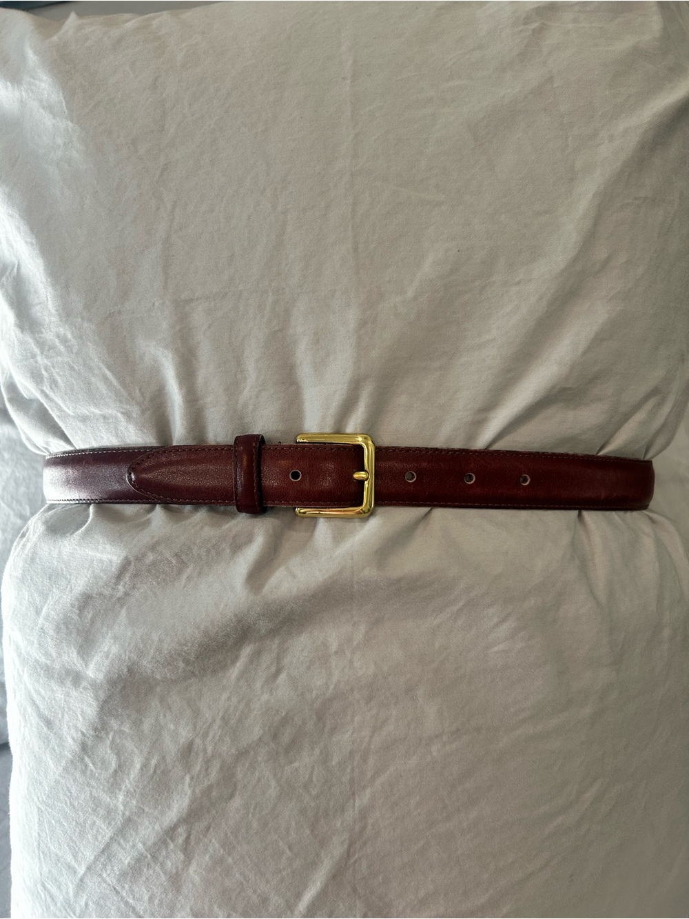 VTG Coach 3868 Cowhide Dress Belt Mens 34 Burgundy Solid Brass Made In USA